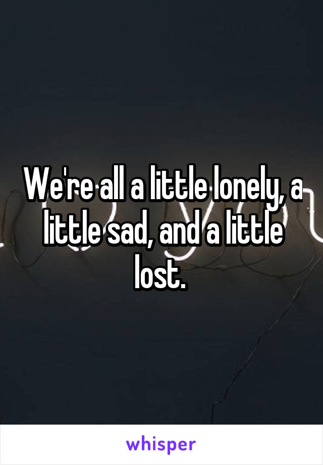 We're all a little lonely, a little sad, and a little lost. 