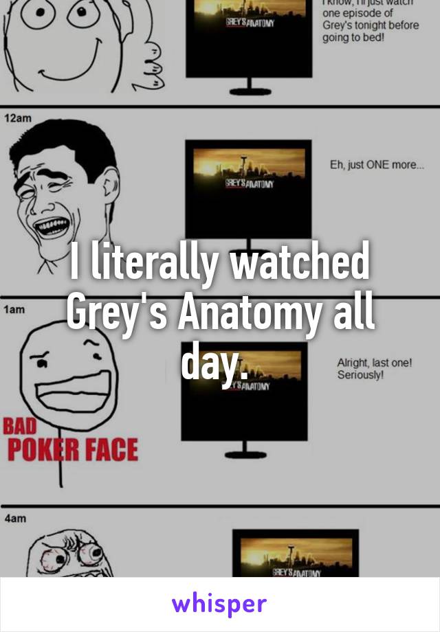 I literally watched Grey's Anatomy all day. 