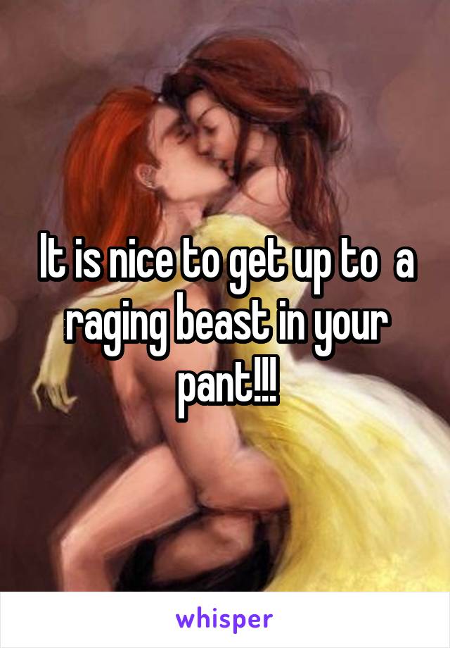 It is nice to get up to  a raging beast in your pant!!!