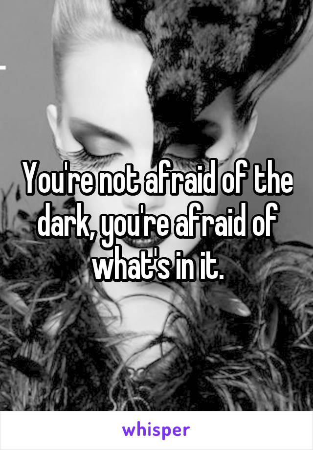 You're not afraid of the dark, you're afraid of what's in it.