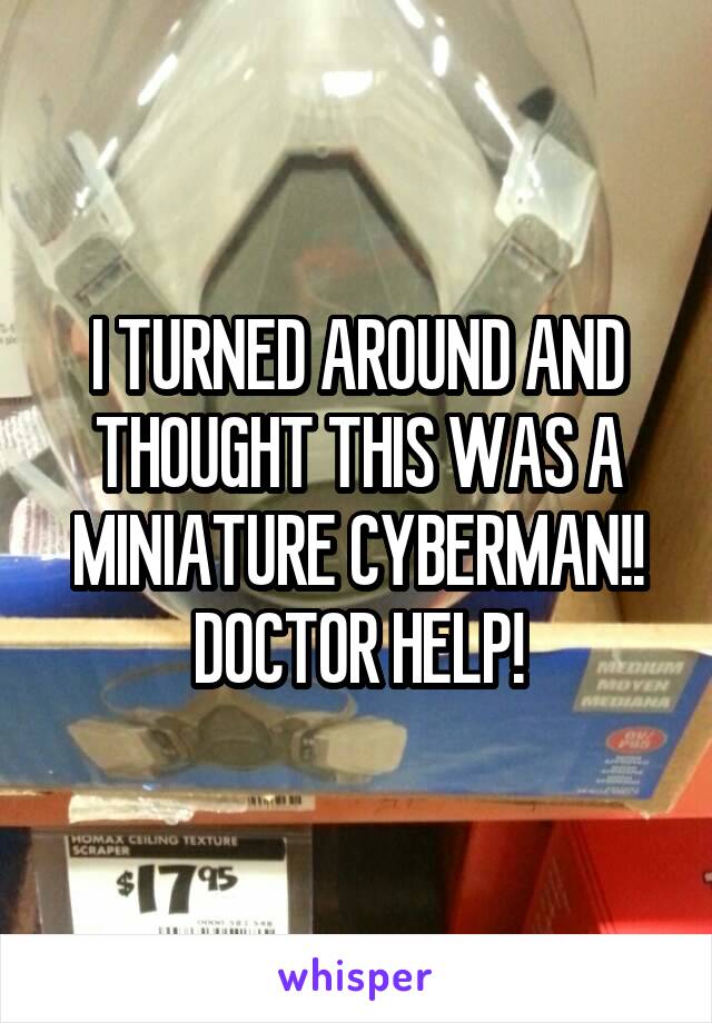 I TURNED AROUND AND THOUGHT THIS WAS A MINIATURE CYBERMAN!! DOCTOR HELP!