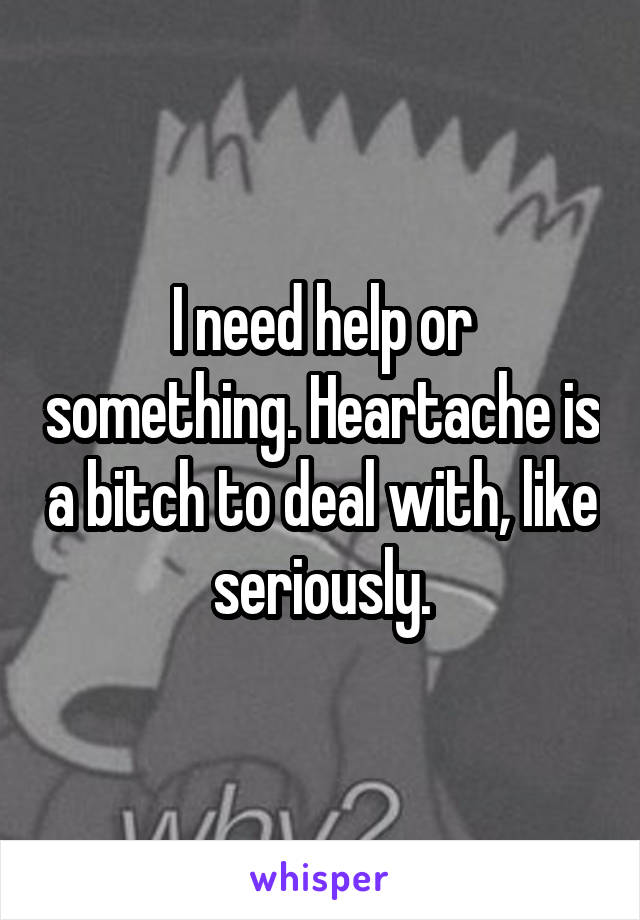 I need help or something. Heartache is a bitch to deal with, like seriously.