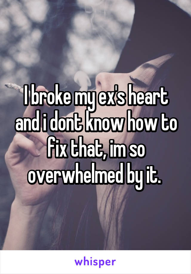 I broke my ex's heart and i dont know how to fix that, im so overwhelmed by it. 