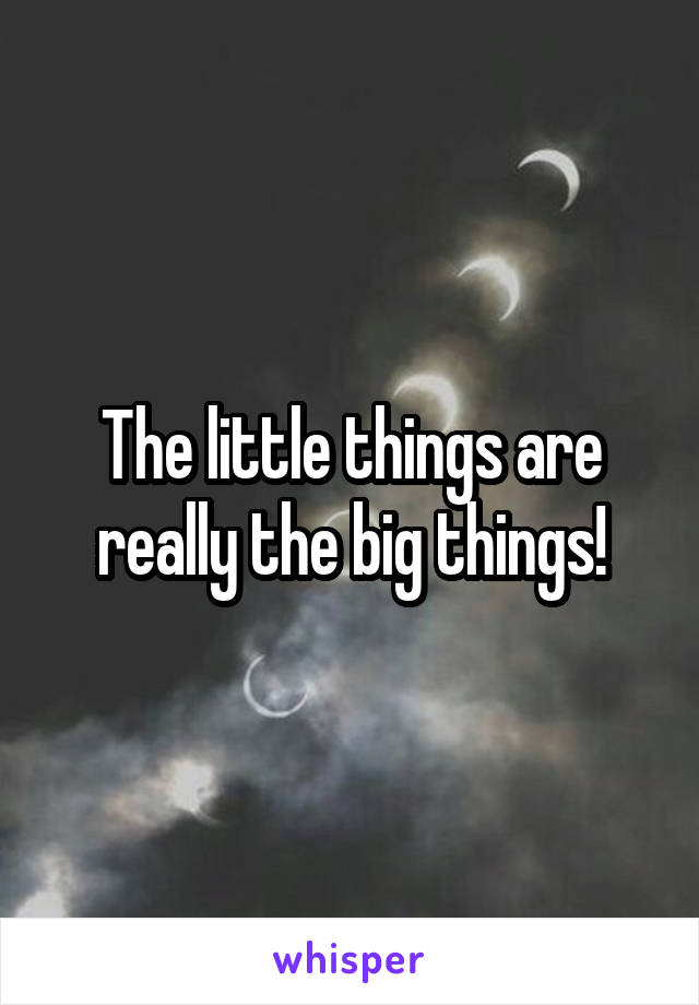 The little things are really the big things!