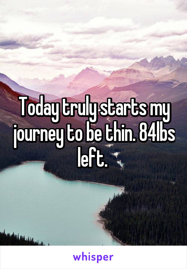 Today truly starts my journey to be thin. 84lbs left. 