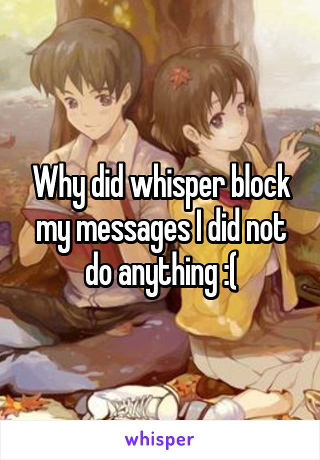 Why did whisper block my messages I did not do anything :(