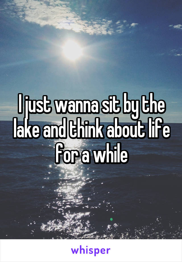 I just wanna sit by the lake and think about life for a while