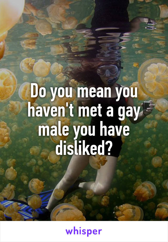 Do you mean you haven't met a gay male you have disliked?