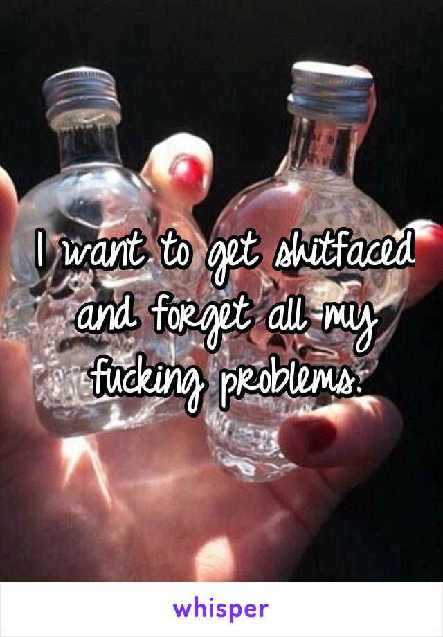 I want to get shitfaced and forget all my fucking problems.