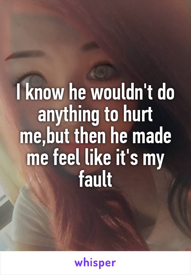 I know he wouldn't do anything to hurt me,but then he made me feel like it's my fault