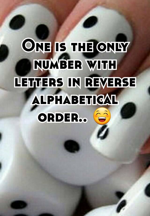 Reverse Alphabetical Order With Numbers