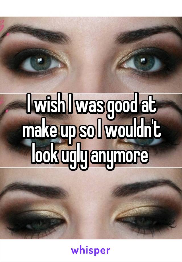 I wish I was good at make up so I wouldn't look ugly anymore 