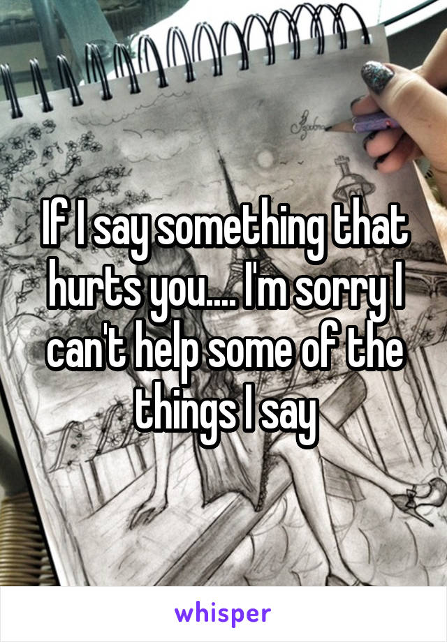 If I say something that hurts you.... I'm sorry I can't help some of the things I say