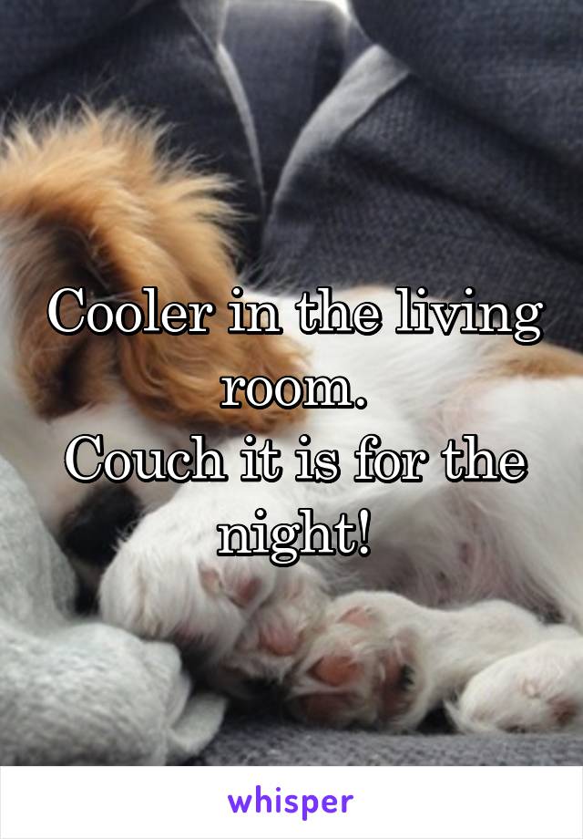 Cooler in the living room.
Couch it is for the night!