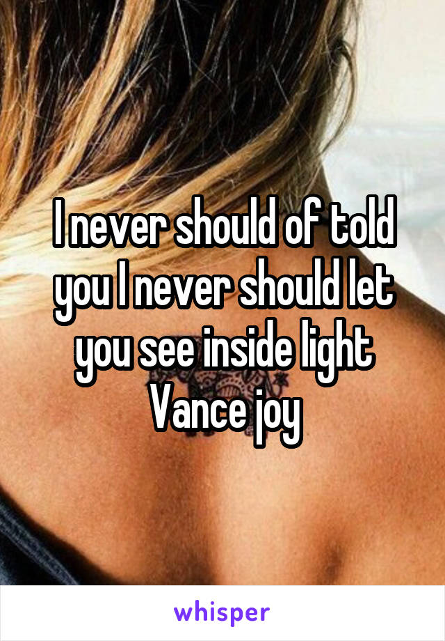 I never should of told you I never should let you see inside light Vance joy