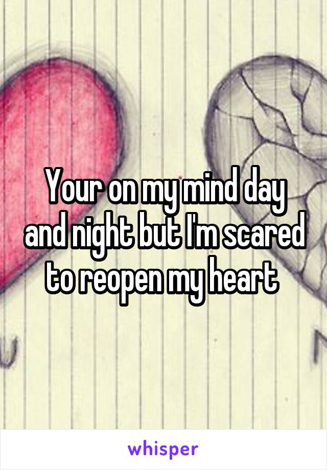 Your on my mind day and night but I'm scared to reopen my heart 