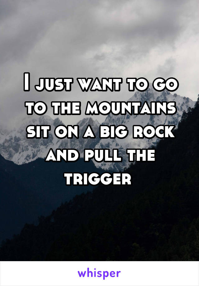 I just want to go to the mountains sit on a big rock and pull the trigger 
