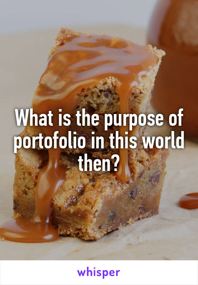 What is the purpose of portofolio in this world then?