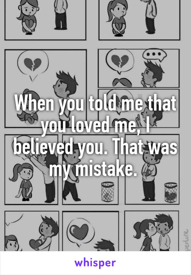 When you told me that you loved me, I believed you. That was my mistake. 