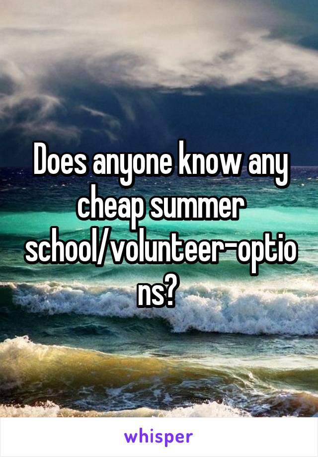 Does anyone know any cheap summer school/volunteer-options? 