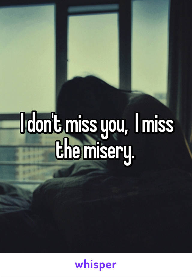 I don't miss you,  I miss the misery. 