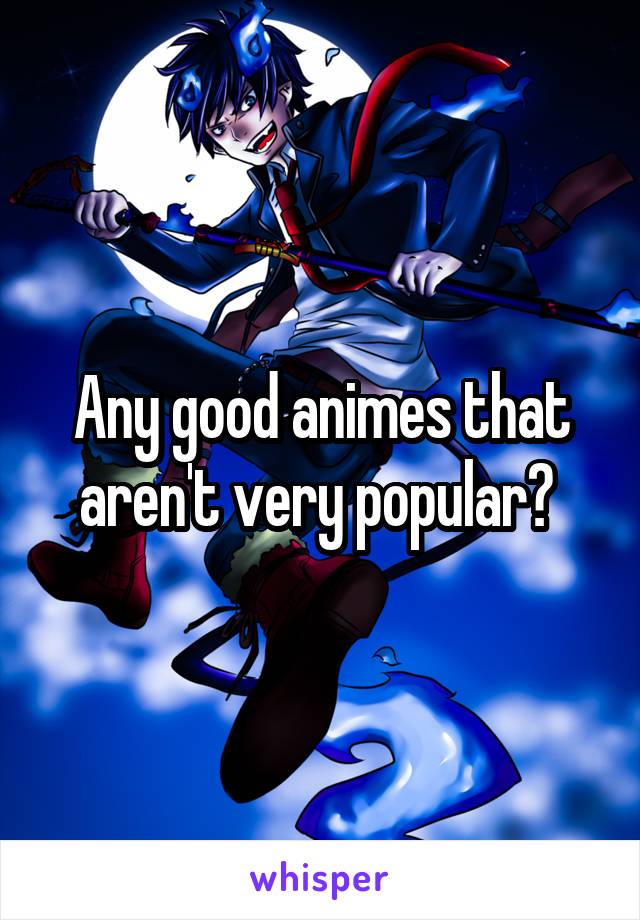 Any good animes that aren't very popular? 