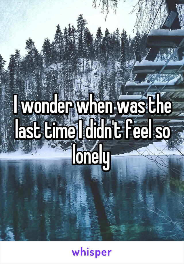 I wonder when was the last time I didn't feel so lonely 