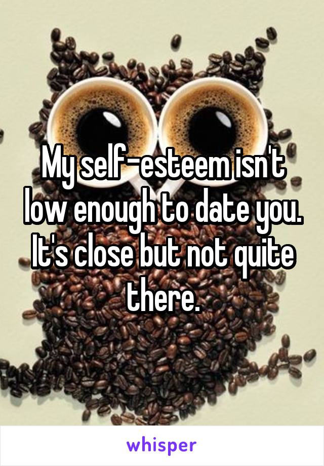 My self-esteem isn't low enough to date you. It's close but not quite there.