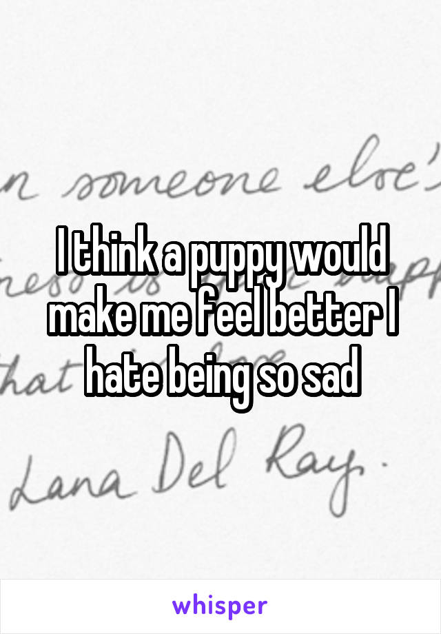 I think a puppy would make me feel better I hate being so sad