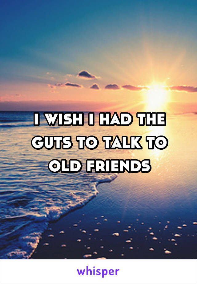 i wish i had the guts to talk to old friends