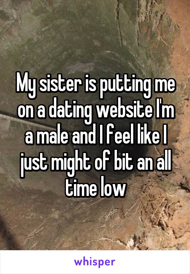 My sister is putting me on a dating website I'm a male and I feel like I just might of bit an all time low