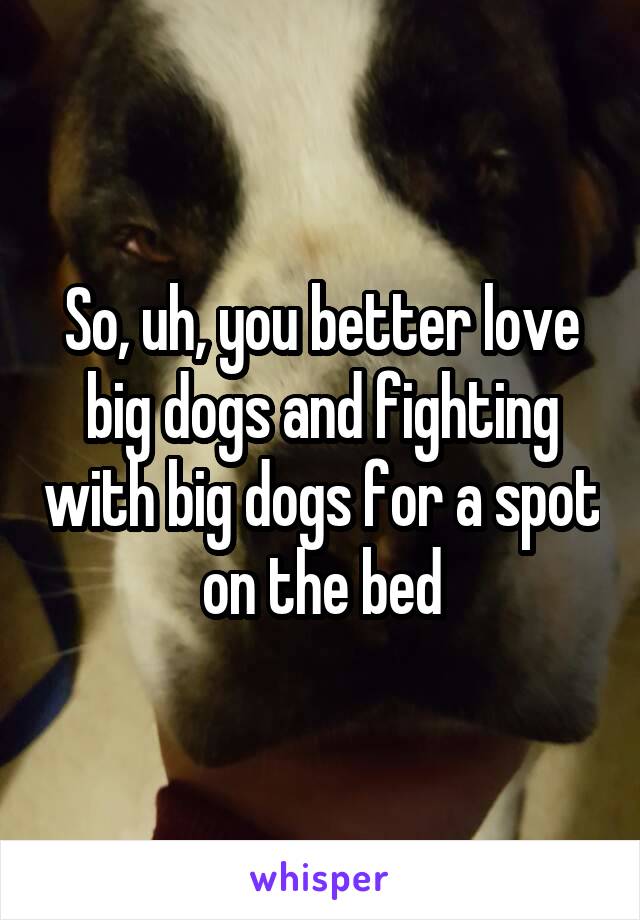 So, uh, you better love big dogs and fighting with big dogs for a spot on the bed