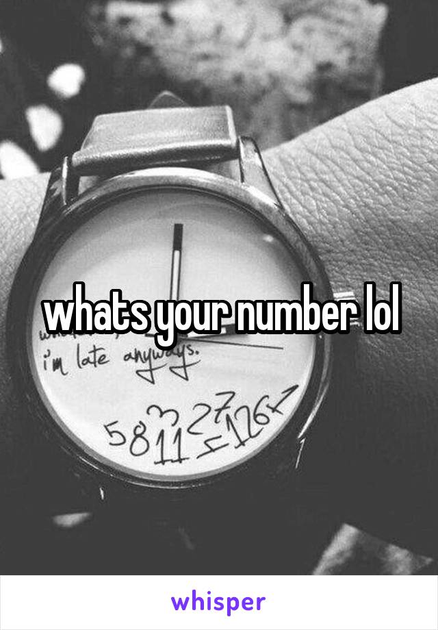 whats your number lol