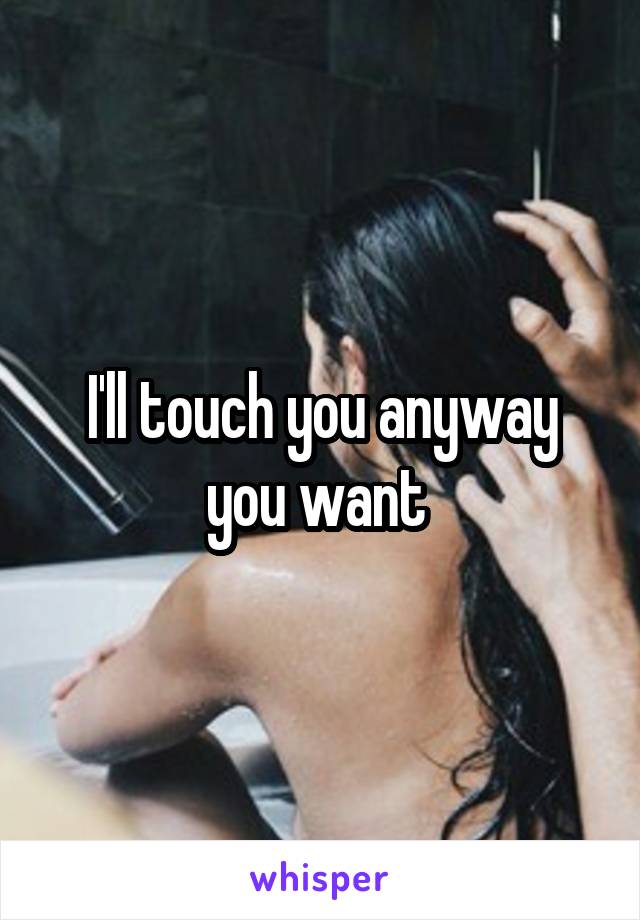 I'll touch you anyway you want 