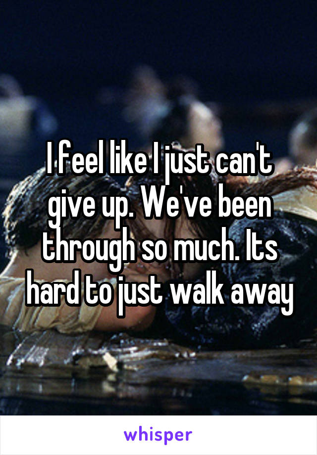 I feel like I just can't give up. We've been through so much. Its hard to just walk away