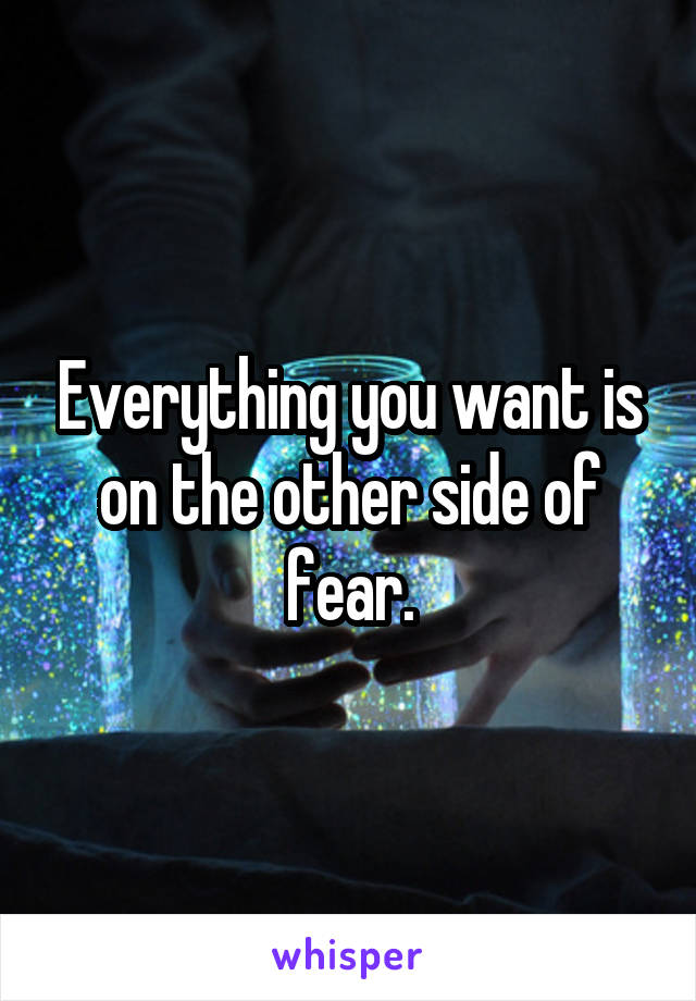 Everything you want is on the other side of fear.