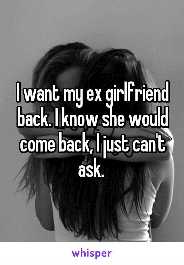 I want my ex girlfriend back. I know she would come back, I just can't ask. 