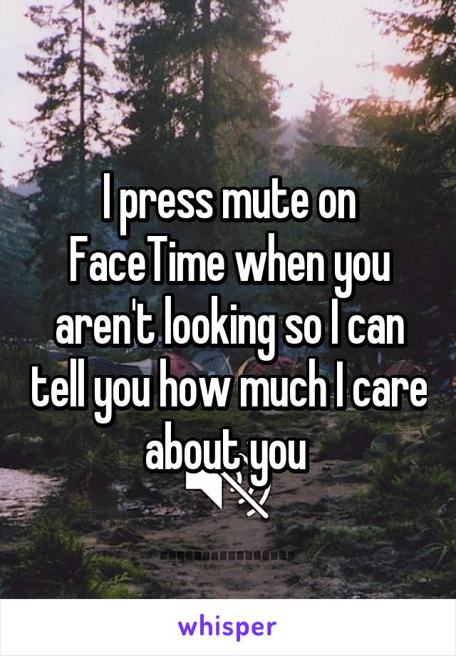 I press mute on FaceTime when you aren't looking so I can tell you how much I care about you 