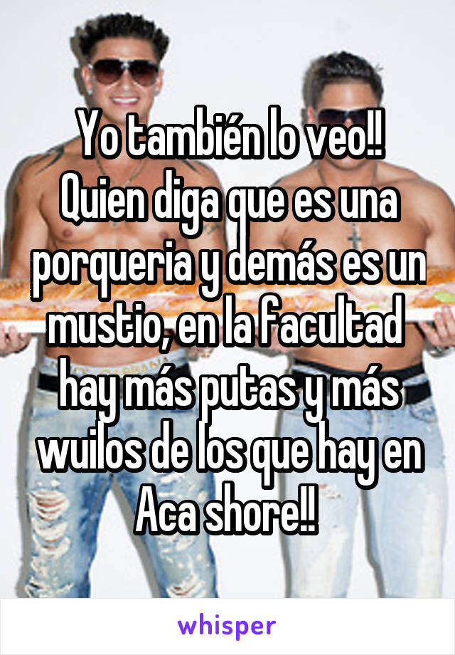 Yo también lo veo!! Quien diga que es una porqueria y demás es un mustio, en la facultad  hay más putas y más wuilos de los que hay en Aca shore!! 