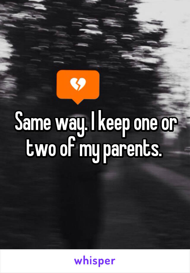 Same way. I keep one or two of my parents. 