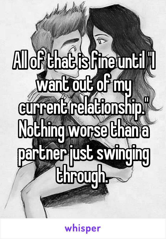 All of that is fine until "I want out of my current relationship." Nothing worse than a partner just swinging through. 