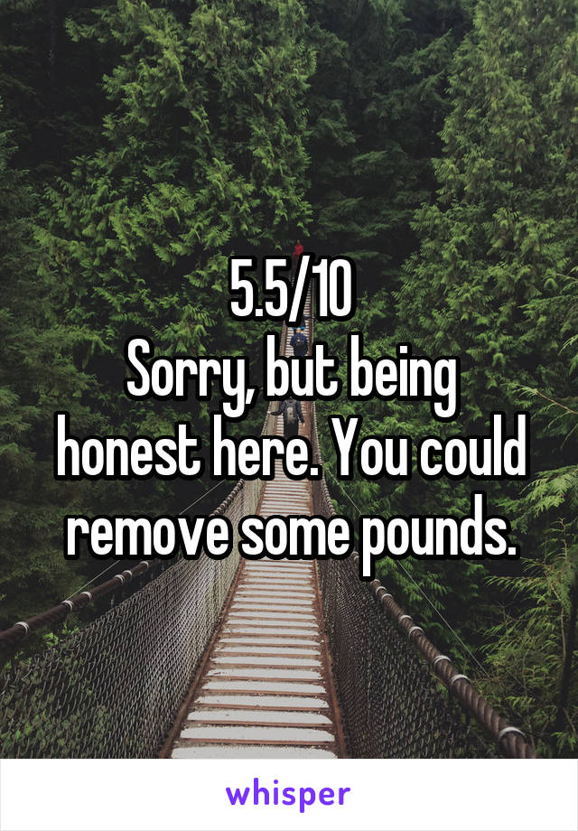 5.5/10
Sorry, but being honest here. You could remove some pounds.