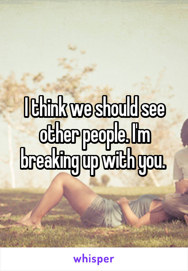 I think we should see other people. I'm breaking up with you. 