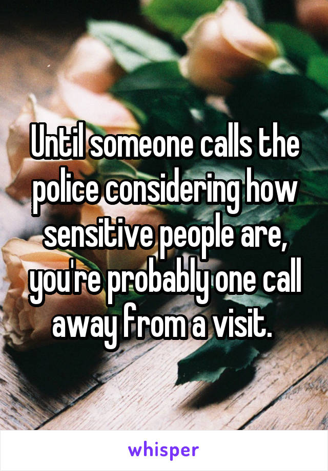 Until someone calls the police considering how sensitive people are, you're probably one call away from a visit. 