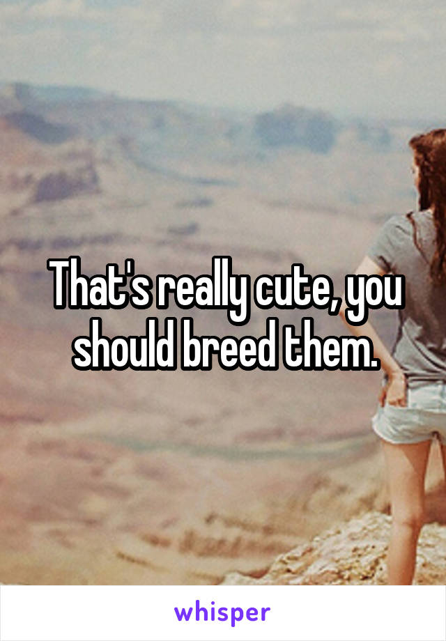 That's really cute, you should breed them.