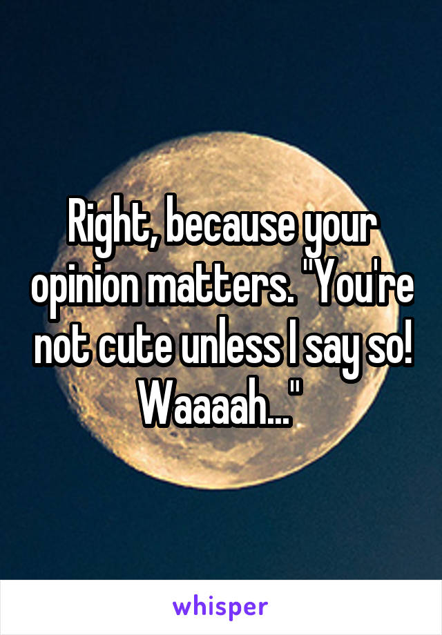 Right, because your opinion matters. "You're not cute unless I say so! Waaaah..." 