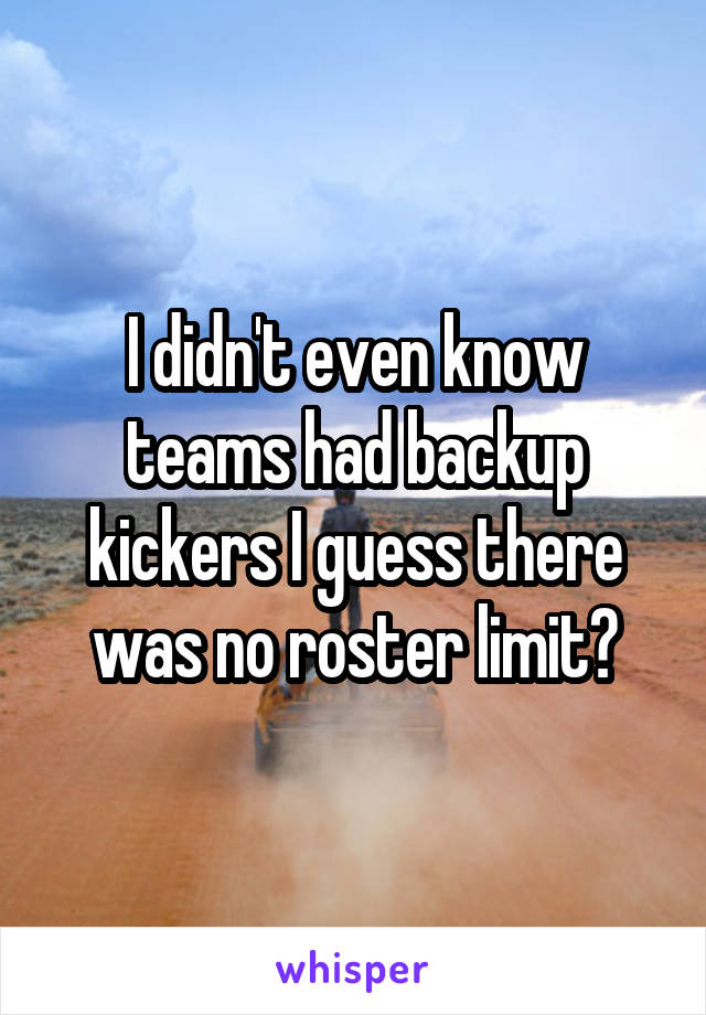 I didn't even know teams had backup kickers I guess there was no roster limit?