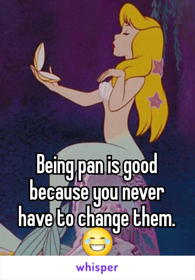 Being pan is good because you never have to change them.😂