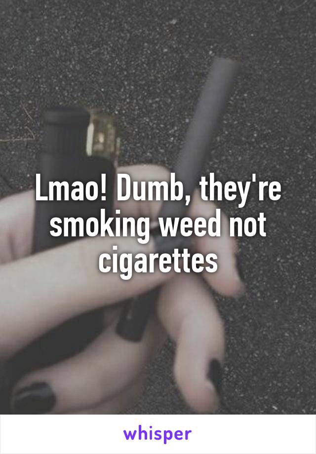 Lmao! Dumb, they're smoking weed not cigarettes