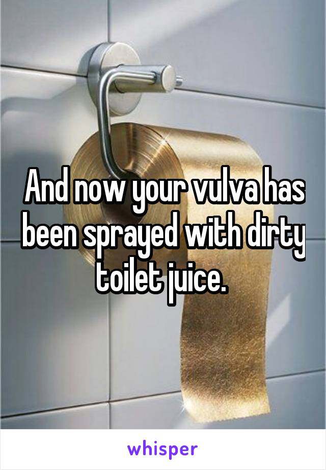 And now your vulva has been sprayed with dirty toilet juice. 